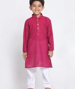 Vastramay Boys' Purple Handloom Pure Cotton Kurta