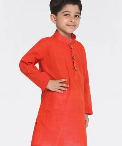 Vastramay Boys Red Handloom Pure Cotton Kurta