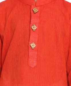 Vastramay Boys Red Handloom Pure Cotton Kurta