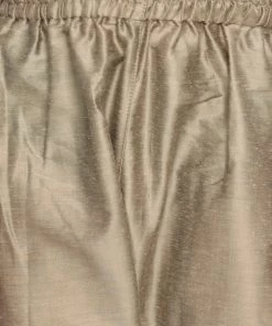 Vastramay Boy's Taupe & Green Woven Design Kurta With Pajama