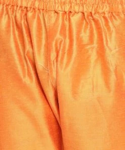 Vastramay Boy's Orange& Pink Woven Design Kurta With Churidar