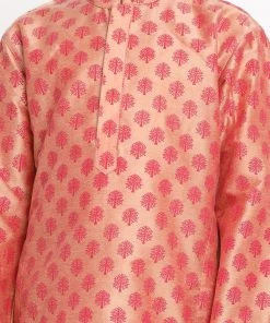 Boys Vastramay Boy's Pink Woven Design Kurta With Salwar