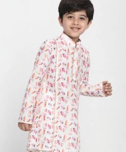 Boys Vastramay Boy's Multicoloured Printed Embellished Kurta