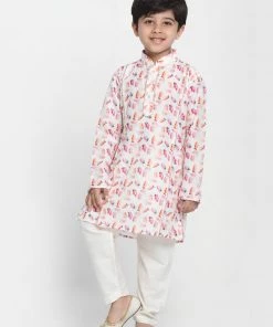 Boys Vastramay Boy's Multicoloured Printed Embellished Kurta