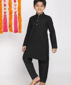 JBN Creation Vastramay Boys Black Kurta With Pyjamas
