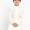 VASTRAMAY Boy's Cream-Coloured Kurta Boys