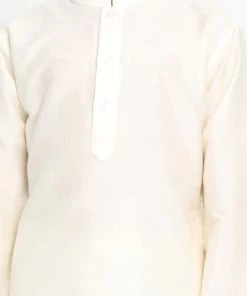 VASTRAMAY Boy's Cream-Coloured Kurta Boys