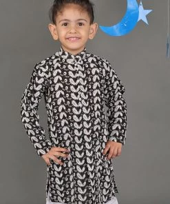 Vastramay Boys Black Chikankari Kurta