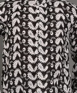 Boys Vastramay Boy's Black Geometric Checked Thread Work Kurta And Pyjama Set