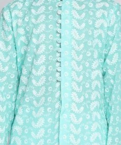 Boys Vastramay Boy's Green And White Kurta Pyjama Set 12 Boys Vastramay Boy's Green And White Kurta Pyjama Set