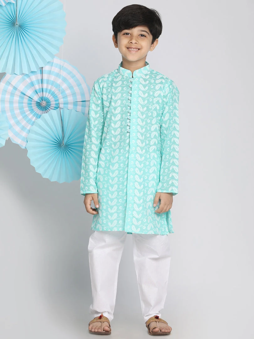 Vastramay Green And White Baap Beta Kurta And Pyjama Set 9 Vastramay Green And White Baap Beta Kurta And Pyjama Set