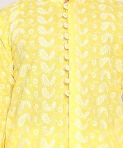 Vastramay Boys Mustard And White Kurta Pyjama Set