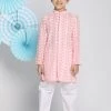 Vastramay Boys Pink And White Kurta Pyjama Set