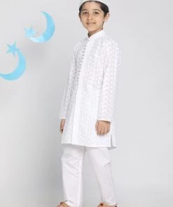 Vastramay Boys White Kurta Pyjama Set