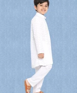 Vastramay White Pure Cotton Chikankari Siblings Set 13 Vastramay White Pure Cotton Chikankari Siblings Set