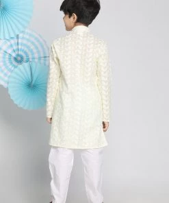 Vastramay Yellow Pure Cotton Chikankari Siblings Set