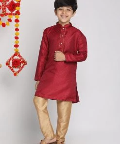 JBN Creation Pink And Rose Gold Jacquard Kurta Pyjama Set