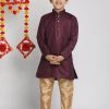 JBN Creation Purple And Rose Gold Jacquard Kurta Pyjama Set Boys