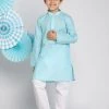 Vastramay Boys' Aqua And White Kurta Pyjama Set 2 Vastramay Boys' Aqua And White Kurta Pyjama Set