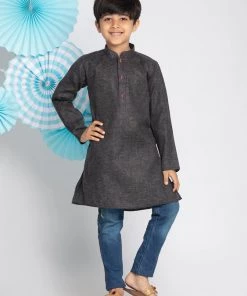 Vastramay Boys' Black Kurta Buy 1 Get 1