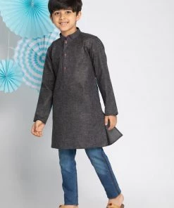 Vastramay Boys' Black Kurta Buy 1 Get 1
