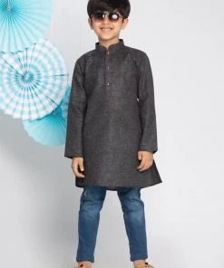 Vastramay Boys' Black Kurta Buy 1 Get 1