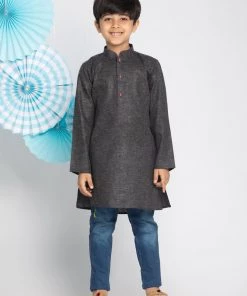 Vastramay Boys' Black Kurta Buy 1 Get 1