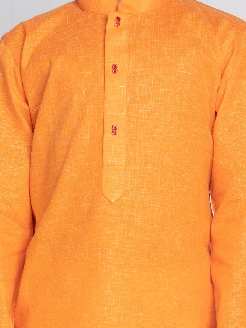 VASTRAMAY Boys Orange And White Kurta Pyjama Set 6 VASTRAMAY Boys Orange And White Kurta Pyjama Set
