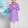 Vastramay Boys' Purple And White Kurta Pyjama Set