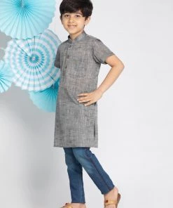 Vastramay Grey Melange Baap Beta Kurta Set 17 Vastramay Grey Melange Baap Beta Kurta Set