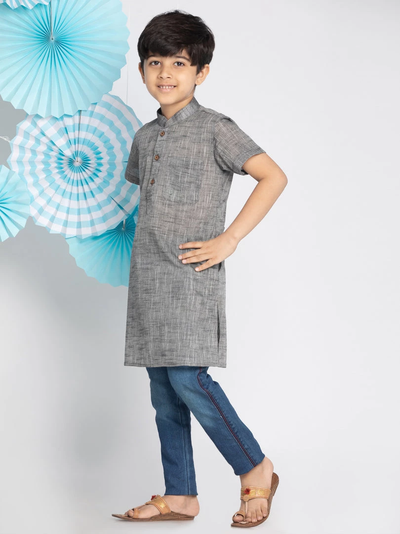 Vastramay Grey Melange Baap Beta Kurta Set 9 Vastramay Grey Melange Baap Beta Kurta Set