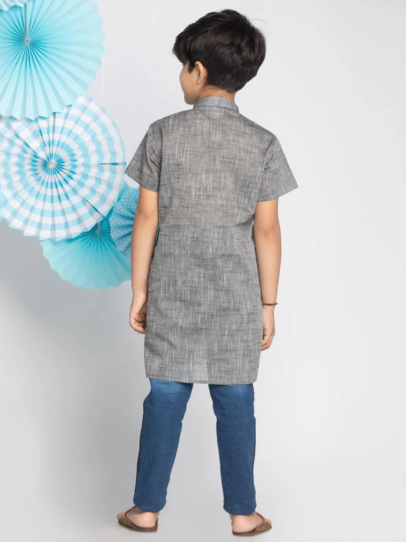 Vastramay Grey Melange Baap Beta Kurta Set 10 Vastramay Grey Melange Baap Beta Kurta Set