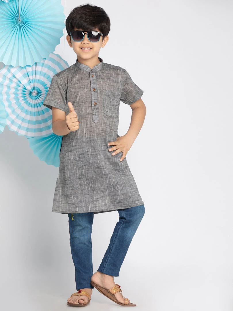 Vastramay Grey Melange Baap Beta Kurta Set 8 Vastramay Grey Melange Baap Beta Kurta Set