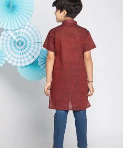 Vastramay Boys' Brown Melange Half Sleeve Kurta 10 Vastramay Boys' Brown Melange Half Sleeve Kurta