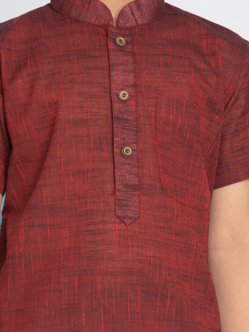 Vastramay Boys' Brown Melange Half Sleeve Kurta 6 Vastramay Boys' Brown Melange Half Sleeve Kurta