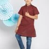 Vastramay Boys' Brown Melange Half Sleeve Kurta
