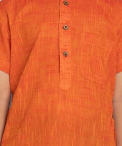 Vastramay Boys' Orange Melange Half Sleeve Kurta