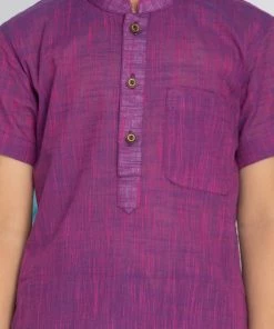 Vastramay Boys' Purple Handloom Half Sleeve Kurta 11 Vastramay Boys' Purple Handloom Half Sleeve Kurta