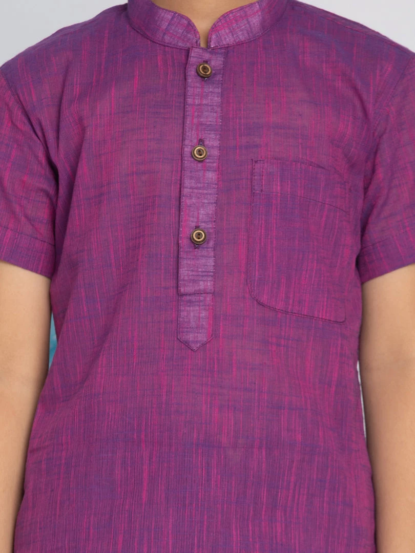 Vastramay Boys' Purple Handloom Half Sleeve Kurta 6 Vastramay Boys' Purple Handloom Half Sleeve Kurta