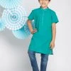 Vastramay Boys' Turquoise Melange Half Sleeve Kurta 2 Vastramay Boys' Turquoise Melange Half Sleeve Kurta