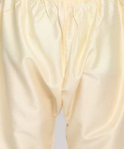 Vastramay Multicolor-Base-Mustard And Cream Baap Beta Kurta And Pyjama Set