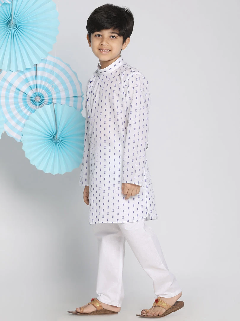 Vastramay Boys' White Woven Kurta And Pyjama Set 4 Vastramay Boys' White Woven Kurta And Pyjama Set