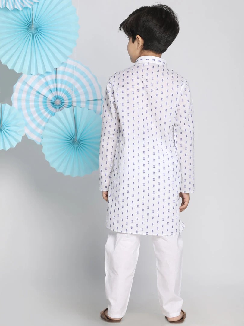 Vastramay Boys' White Woven Kurta And Pyjama Set 5 Vastramay Boys' White Woven Kurta And Pyjama Set