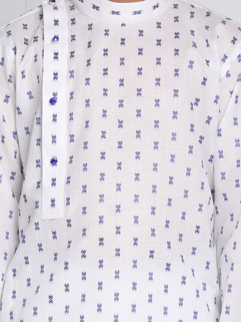 Vastramay Boys' White Woven Kurta And Pyjama Set 6 Vastramay Boys' White Woven Kurta And Pyjama Set