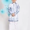 VASTRAMAY Boys' Blue And White Kurta Pyjama Set