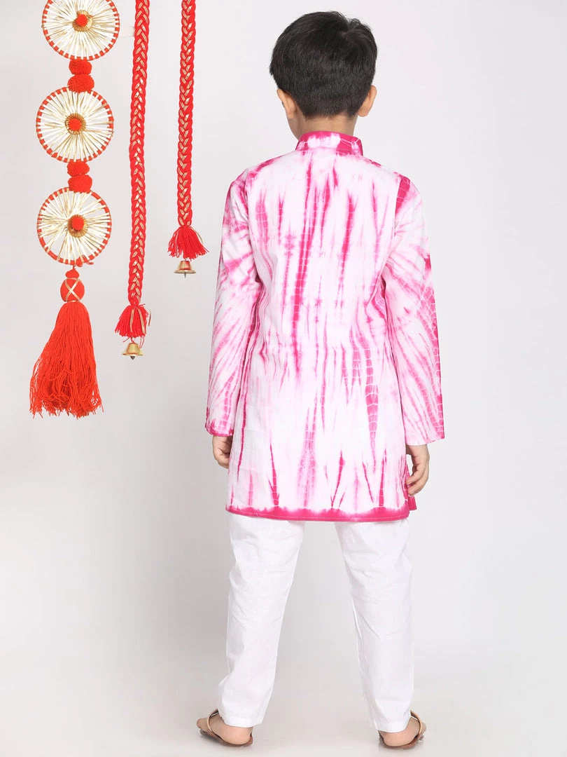 VASTRAMAY Boys' Pink And White Kurta Pyjama Set 5 VASTRAMAY Boys' Pink And White Kurta Pyjama Set