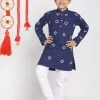 VASTRAMAY Boys' Blue And White Kurta Pyjama Set 2 VASTRAMAY Boys' Blue And White Kurta Pyjama Set