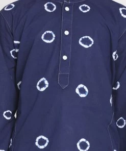 VASTRAMAY Boys' Blue And White Kurta Pyjama Set