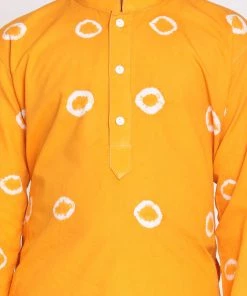 VASTRAMAY Boys' Orange And White Kurta Pyjama Set