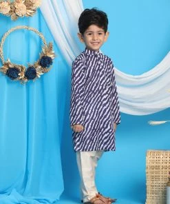 Vastramay Laheriya Pattern Pink And Blue Cotton Blend Siblings Set